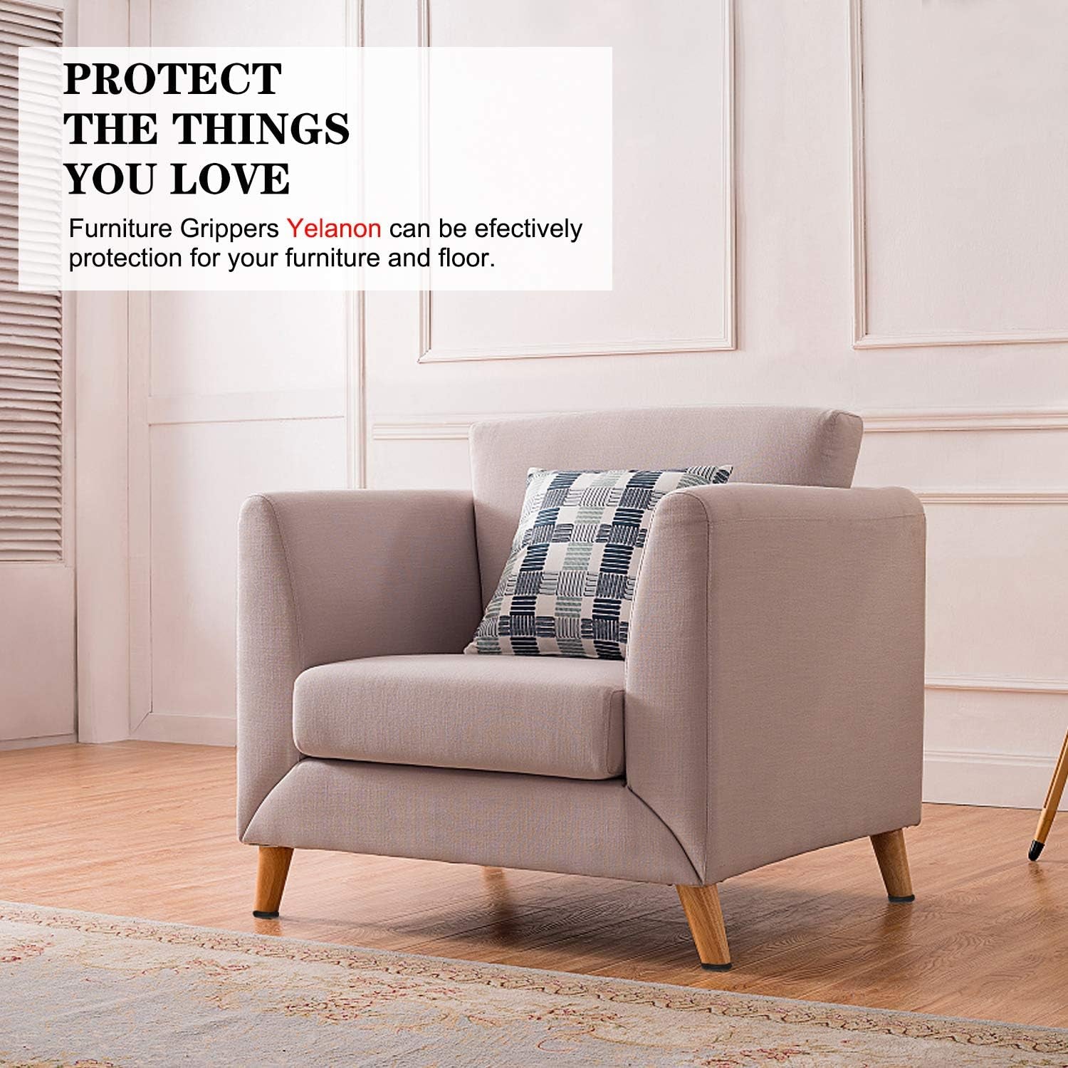 Non Slip Furniture Pads -24 Pcs 2’’ Furniture Grippers, Non Skid for Furniture Legs,Self Adhesive Rubber Feet Furniture Feet,Anti Slide Furniture Hardwood Floors Protectors for Keep Couch Stoppers