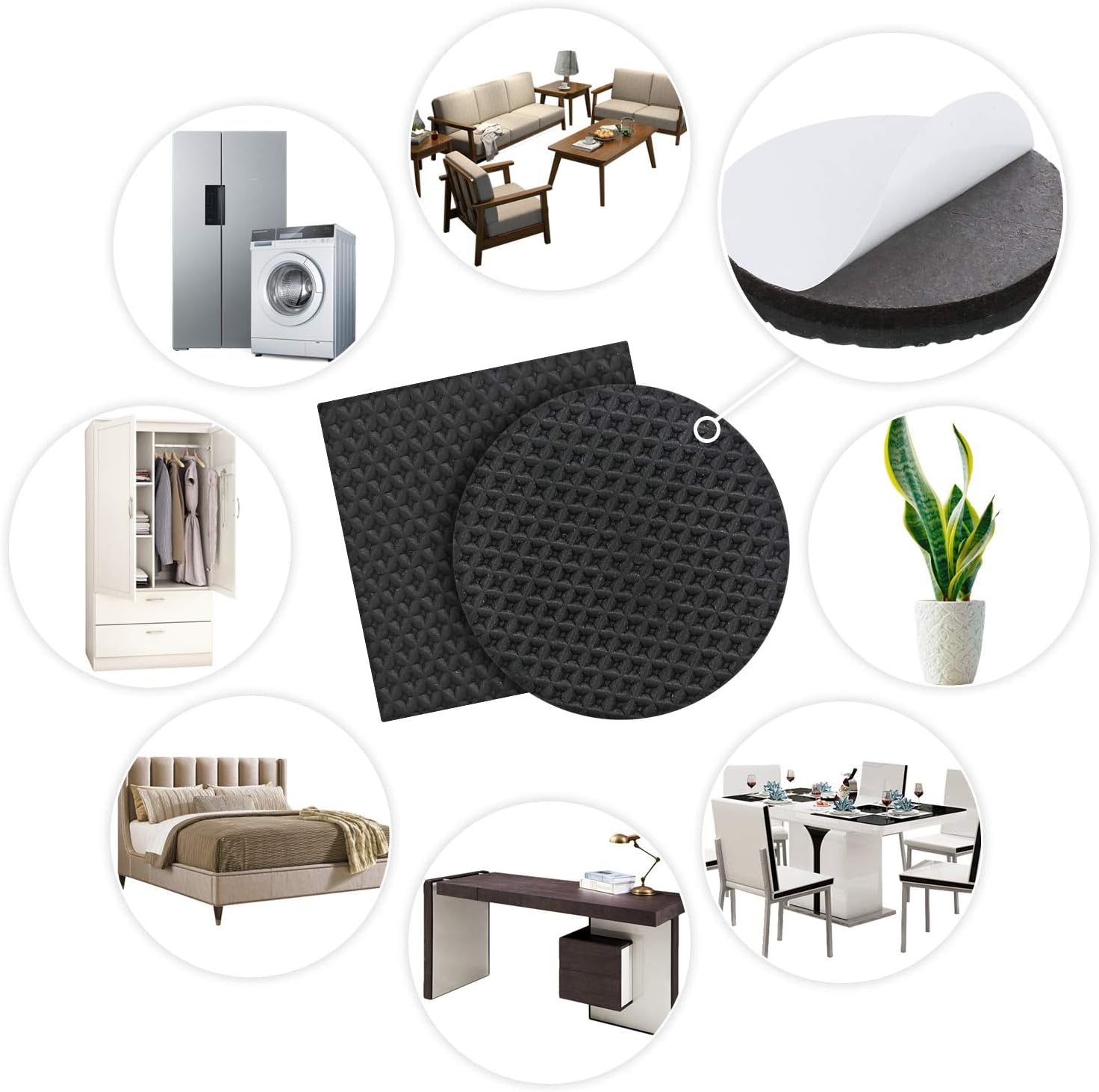 Non Slip Furniture Pads -24 Pcs 2’’ Furniture Grippers, Non Skid for Furniture Legs,Self Adhesive Rubber Feet Furniture Feet,Anti Slide Furniture Hardwood Floors Protectors for Keep Couch Stoppers